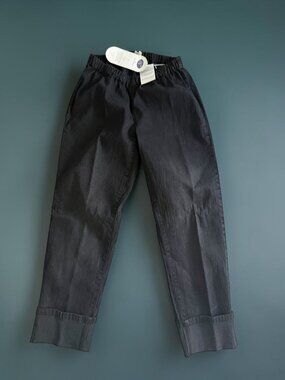 DIANE GILMAN Black Cuffed Ankle Pull On Jeans Size Large NEW NWT